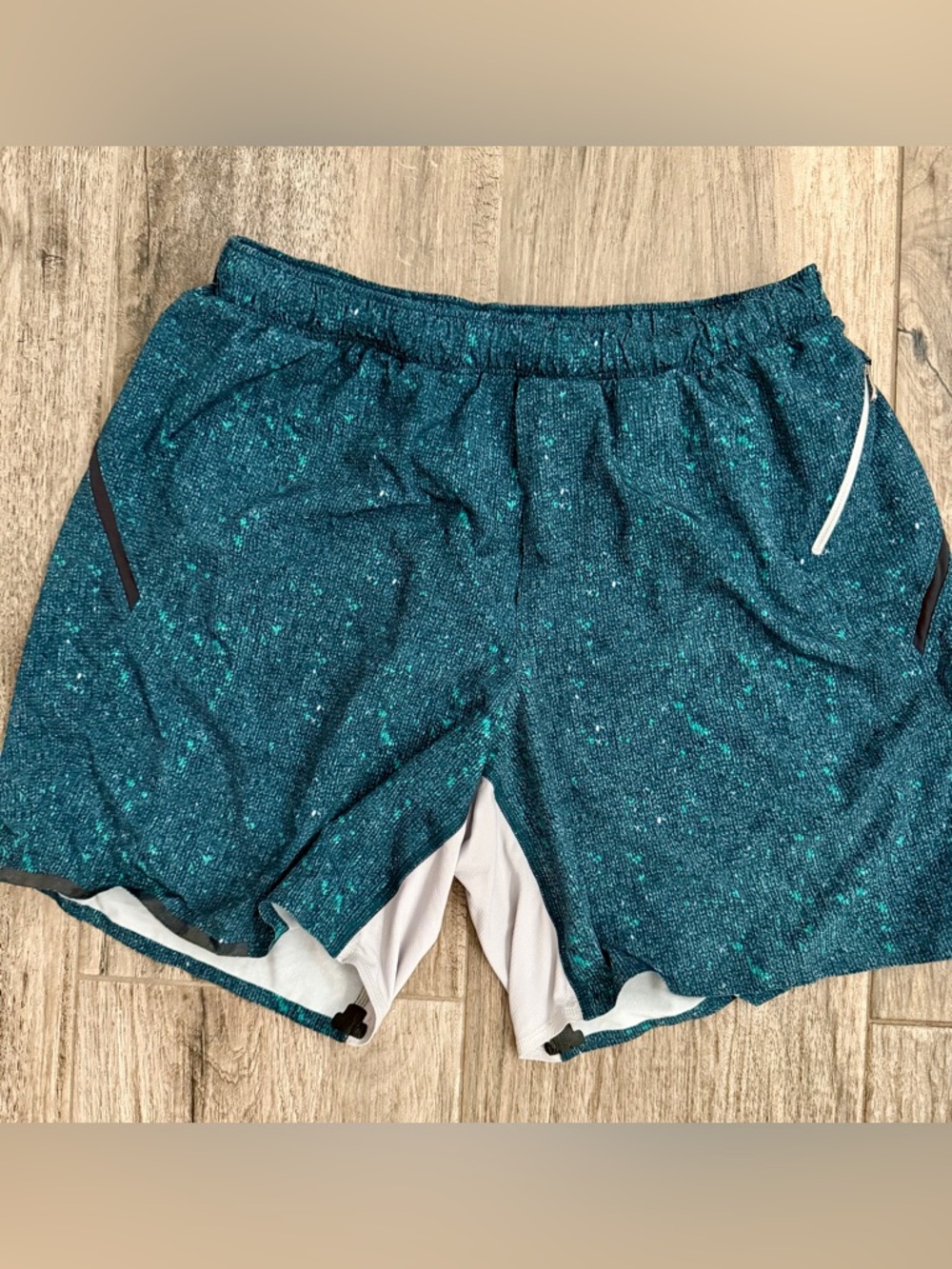 lululemon athletica Teal Speckled lined Men's Running Shorts